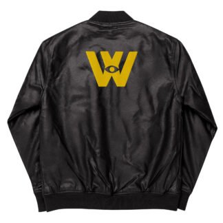 Black & Yellow Leather Bomber Jacket